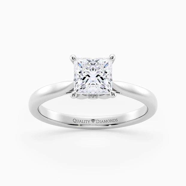 Princess Flor Diamond Ring in Palladium