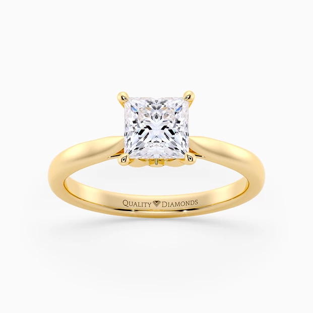 Princess Flor Diamond Ring in 18K Yellow Gold