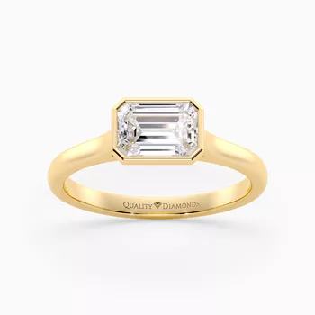 Emerald East-West Carina Diamond Ring in 18K Yellow Gold