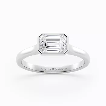 Emerald East-West Carina Diamond Ring in Platinum