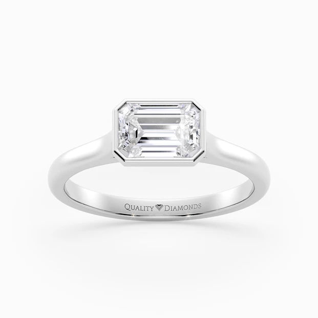 Emerald East-West Carina Diamond Ring in Platinum