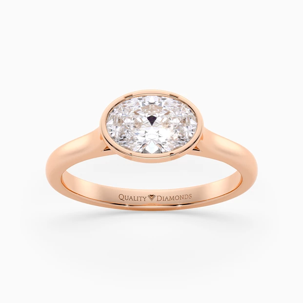 Oval East-West Carina Diamond Ring in 18K Rose Gold
