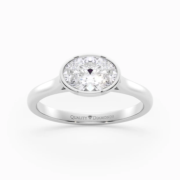Oval East-West Carina Diamond Ring in 18K White Gold