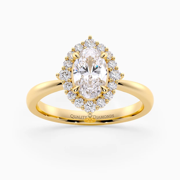 Diamond Set Oval Dolce Diamond Ring in 9K Yellow Gold