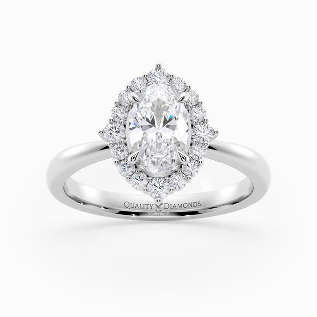 Diamond Set Oval Dolce Diamond Ring in 9K White Gold