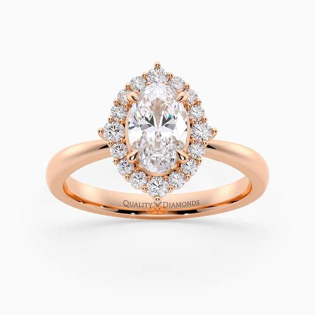 Diamond Set Oval Dolce Diamond Ring in 9K Rose Gold