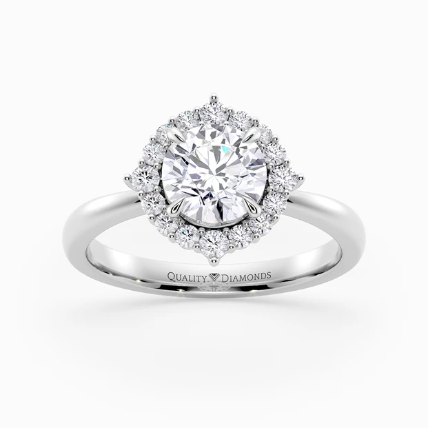 Diamond Set Round Brilliant Dolce Diamond Ring in Palladium