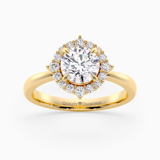 Diamond Set Round Brilliant Dolce Diamond Ring in 9K Yellow Gold