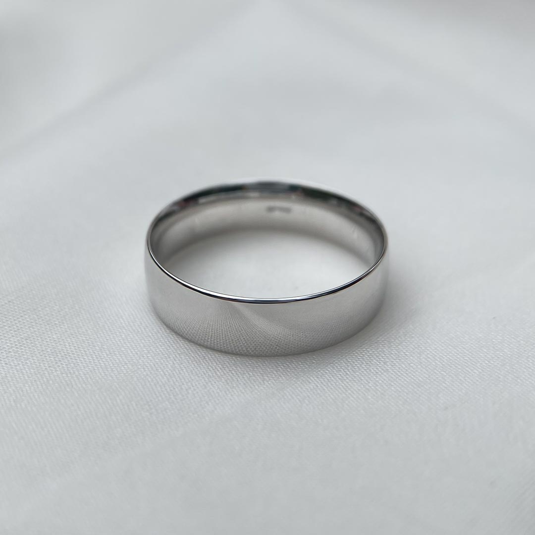 9K White Gold 6mm Traditional Court Light Weight Wedding Ring