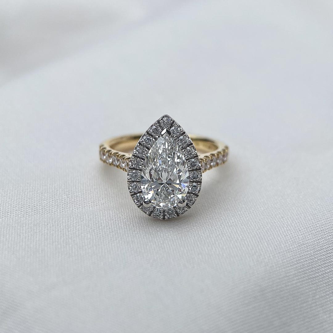 1.45ct Lab-Grown Pear Bijou Diamond Set Ring in 18K Yellow and White Gold