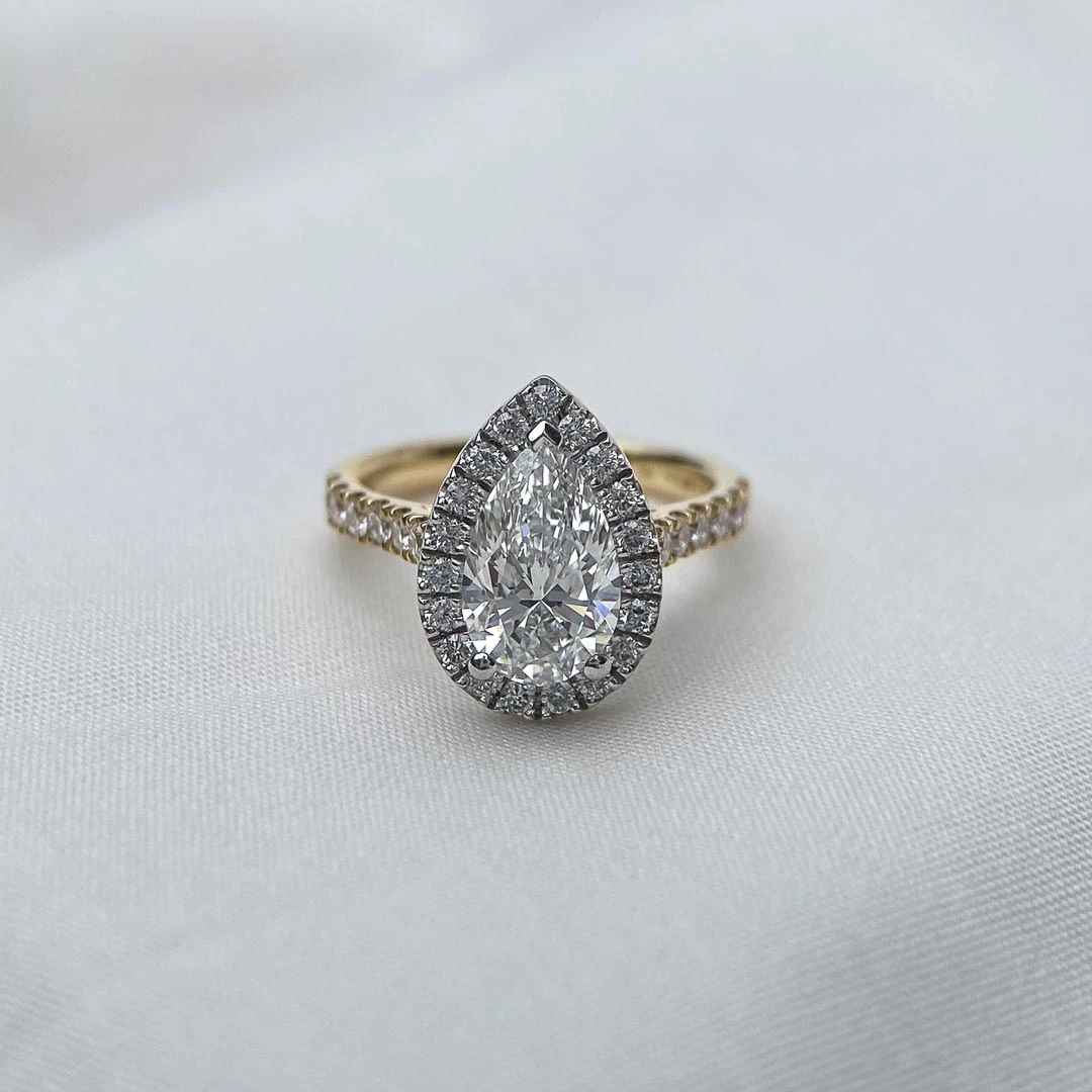 1.45ct Lab-Grown Pear Bijou Diamond Set Ring in 18K Yellow and White Gold