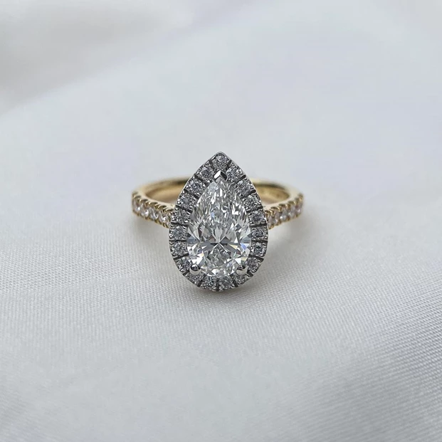 1.45ct Lab-Grown Pear Bijou Diamond Set Ring in 18K Yellow and White Gold