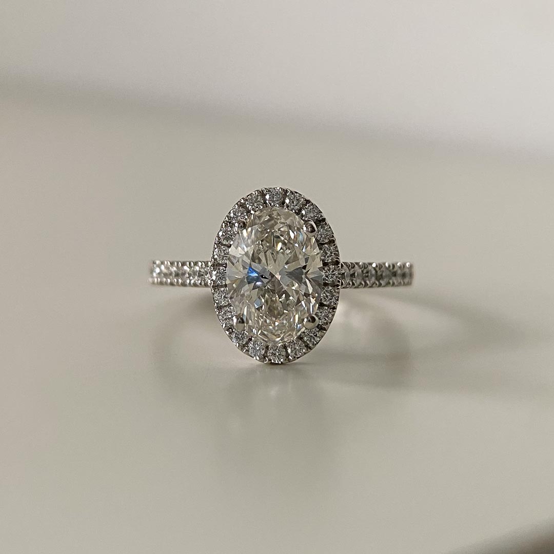 1.90ct Lab-Grown Oval Bijou Diamond Set Ring in Platinum
