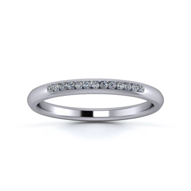 18K White Gold 2mm Quarter Channel Diamond Set Ring