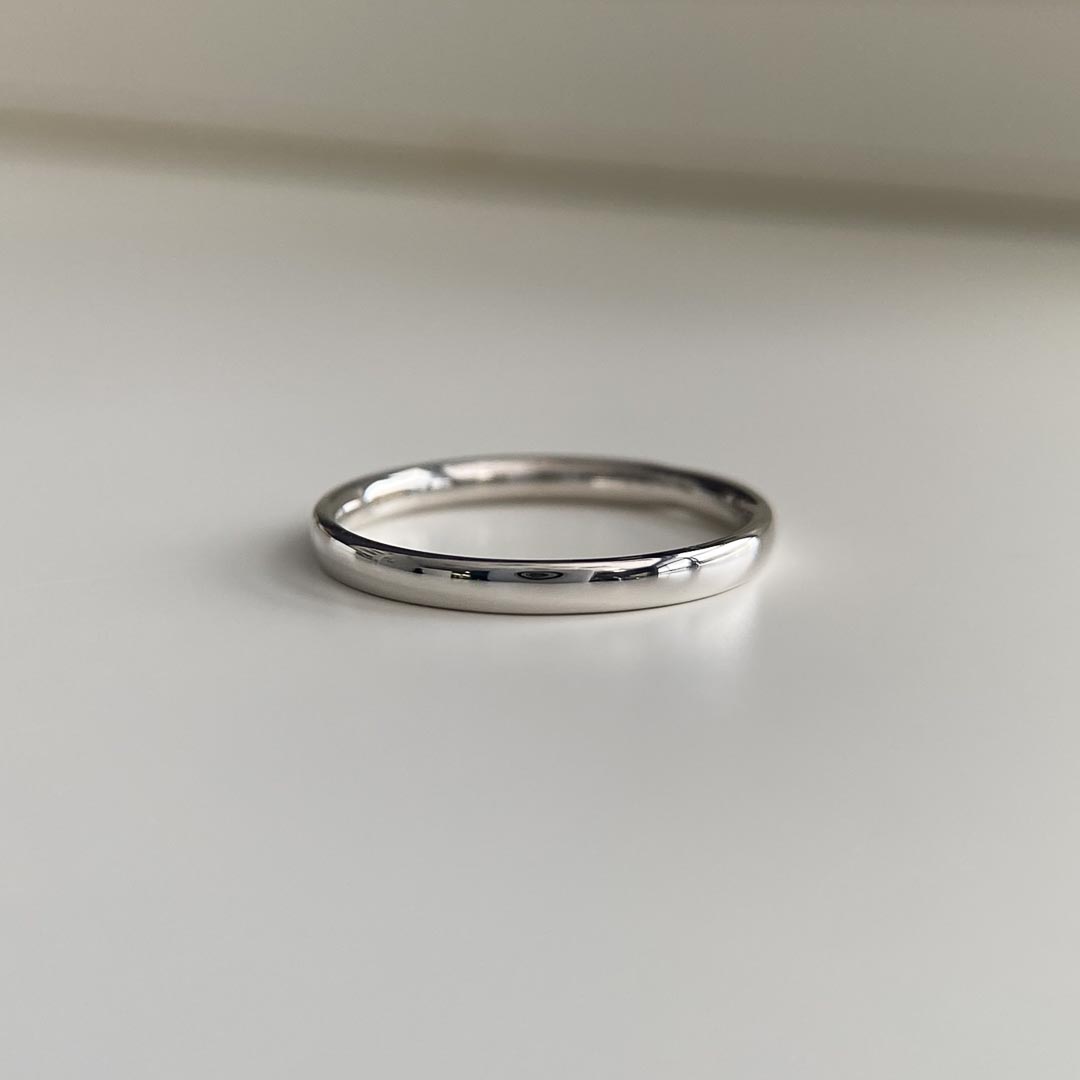 9K White Gold 2mm Traditional Court Light Weight Wedding Ring