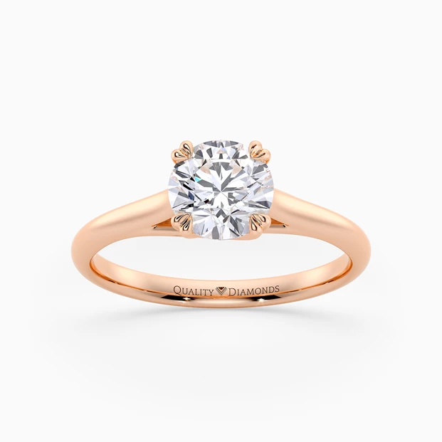 Round Brilliant Amore Diamond Ring in 9K Rose Gold