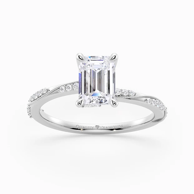 Diamond Set Emerald Aracelli Diamond Ring in 9K White Gold