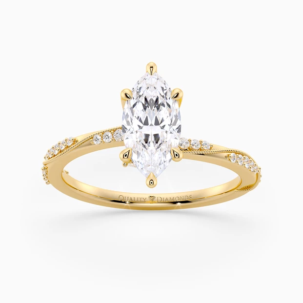 Diamond Set Marquise Aracelli Diamond Ring in 9K Yellow Gold