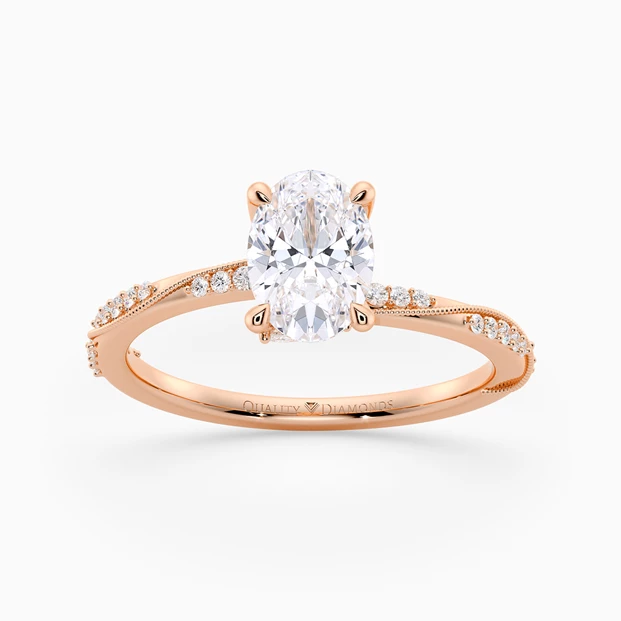 Diamond Set Oval Aracelli Diamond Ring in 9K Rose Gold