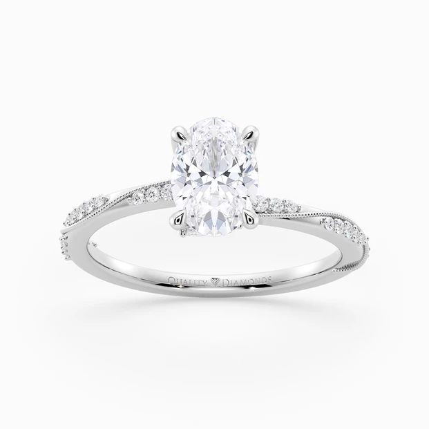 Diamond Set Oval Aracelli Diamond Ring in 9K White Gold