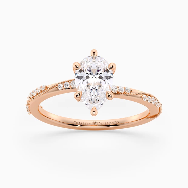 Diamond Set Pear Aracelli Diamond Ring in 9K Rose Gold