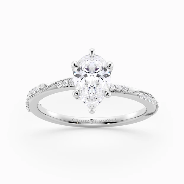 Diamond Set Pear Aracelli Diamond Ring in 9K White Gold
