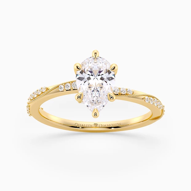 Diamond Set Pear Aracelli Diamond Ring in 9K Yellow Gold