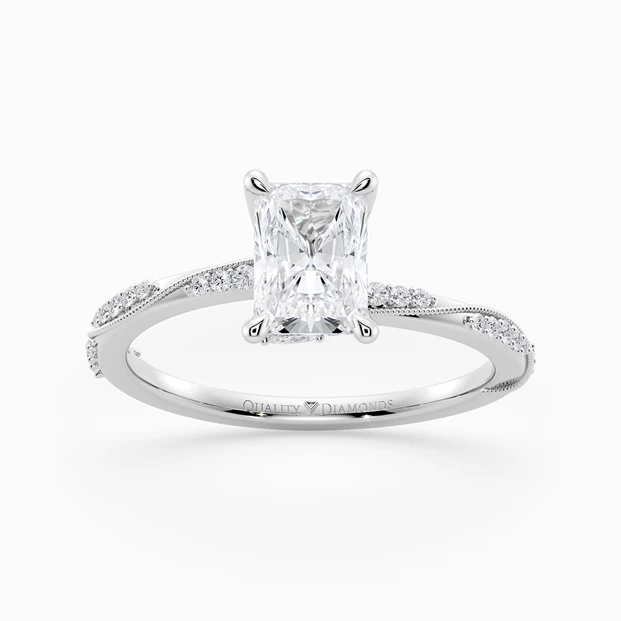 Diamond Set Radiant Aracelli Diamond Ring in 9K White Gold