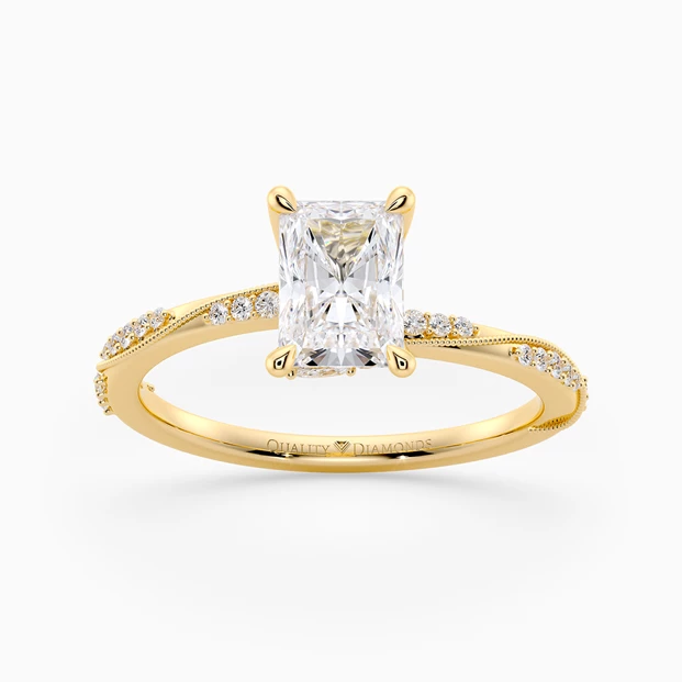 Diamond Set Radiant Aracelli Diamond Ring in 9K Yellow Gold
