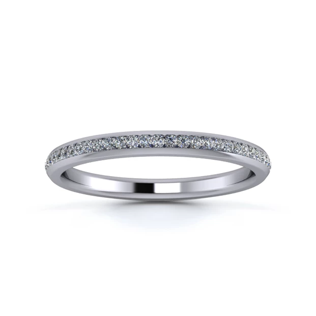 18K White Gold 2mm Three Quarters Channel Diamond Set Ring