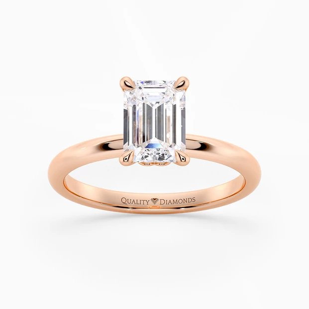 Emerald Cuore Diamond Ring in 18K Rose Gold