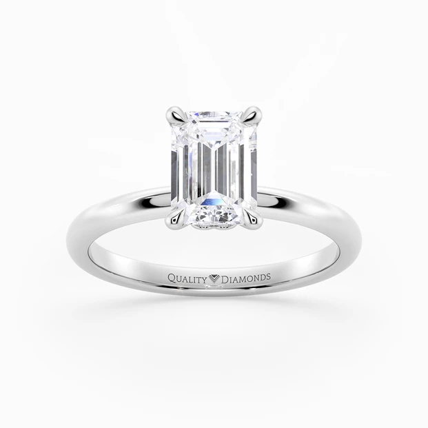 Emerald Cuore Diamond Ring in 18K White Gold