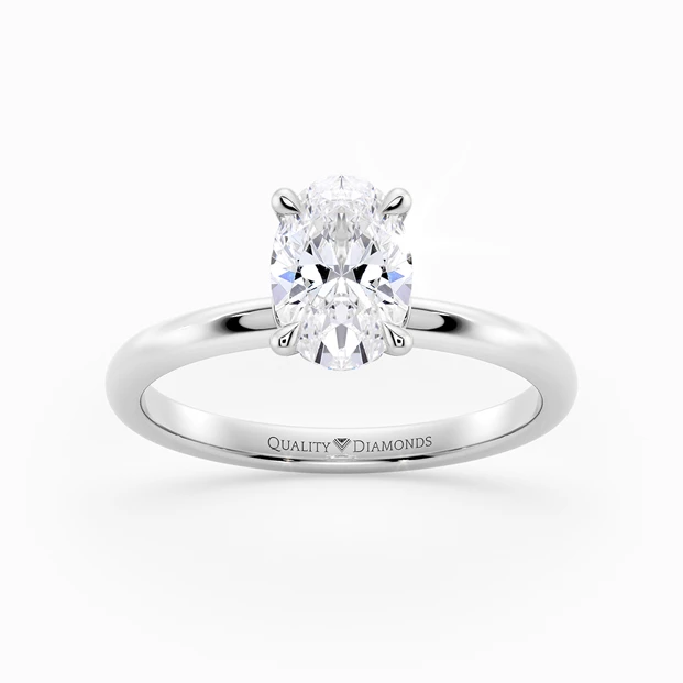 Oval Cuore Diamond Ring in 18K White Gold