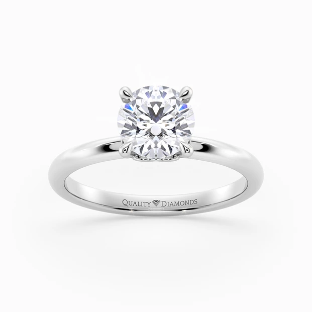 Round Brilliant Cuore Diamond Ring in 9K White Gold