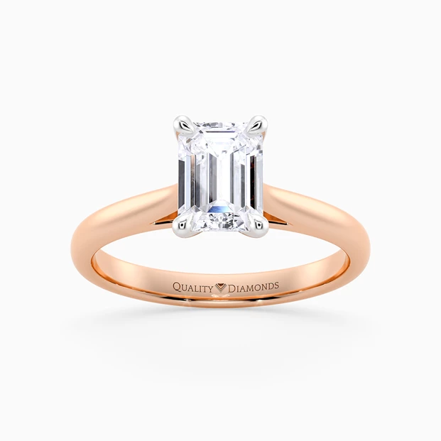 Diamond Set Emerald Romantico Diamond Ring in 9K Rose Gold