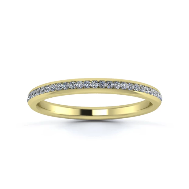 18K Yellow Gold 2mm Three Quarters Channel Diamond Set Ring