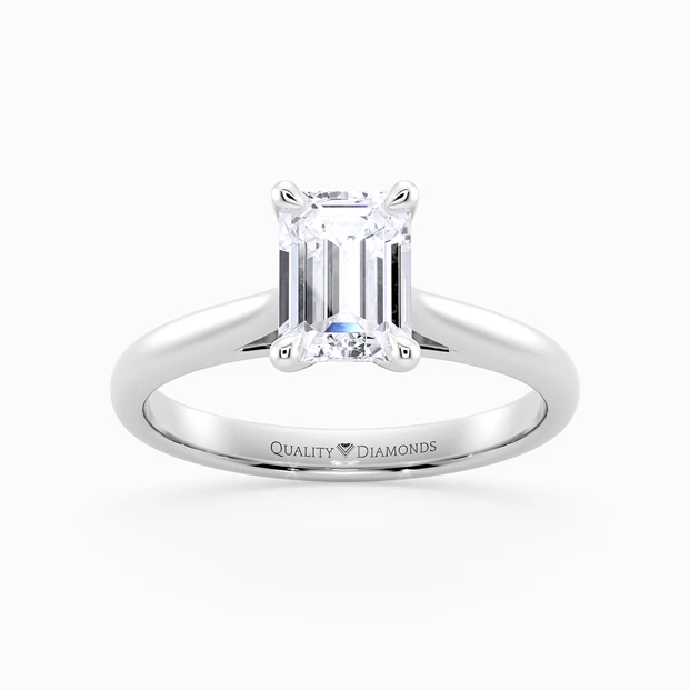 Diamond Set Emerald Romantico Diamond Ring in 9K White Gold