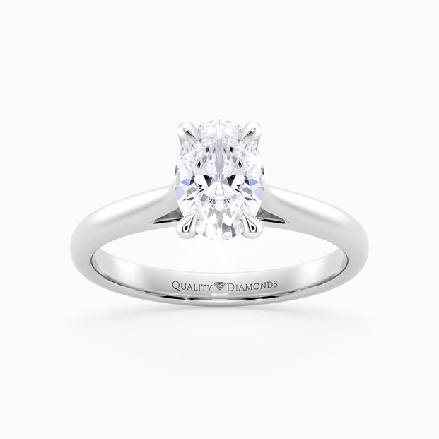 Diamond Set Oval Romantico Diamond Ring in Palladium