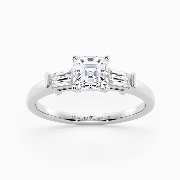 Diamond Set Asscher Vida Diamond Ring in 9K White Gold