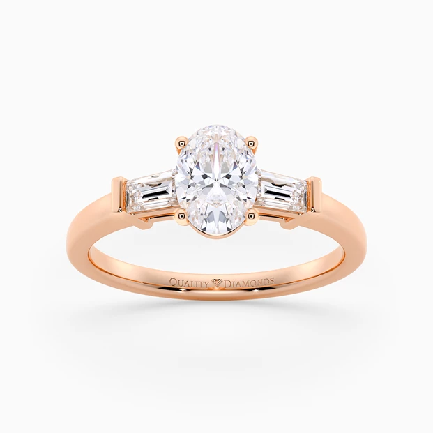 Diamond Set Oval Vida Diamond Ring in 9K Rose Gold