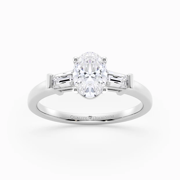 Diamond Set Oval Vida Diamond Ring in 9K White Gold
