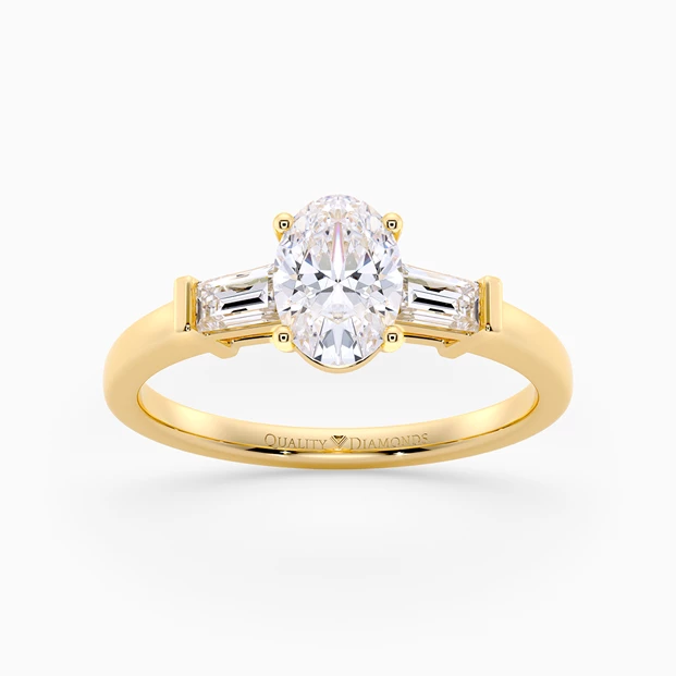 Diamond Set Oval Vida Diamond Ring in 9K Yellow Gold