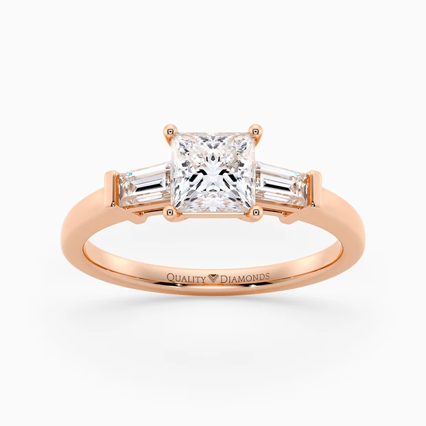 Diamond Set Princess Vida Diamond Ring in 9K Rose Gold