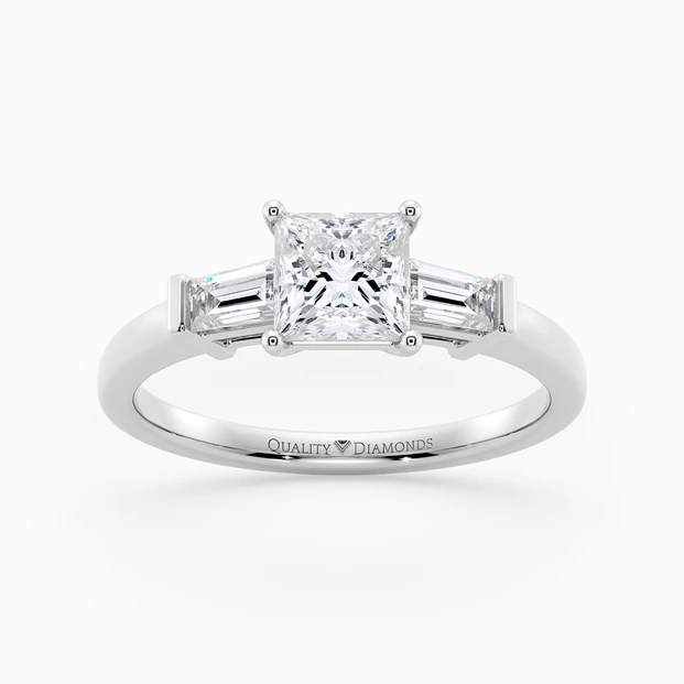 Diamond Set Princess Vida Diamond Ring in 9K White Gold