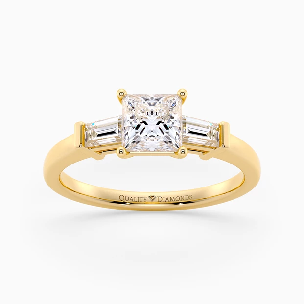 Diamond Set Princess Vida Diamond Ring in 9K Yellow Gold
