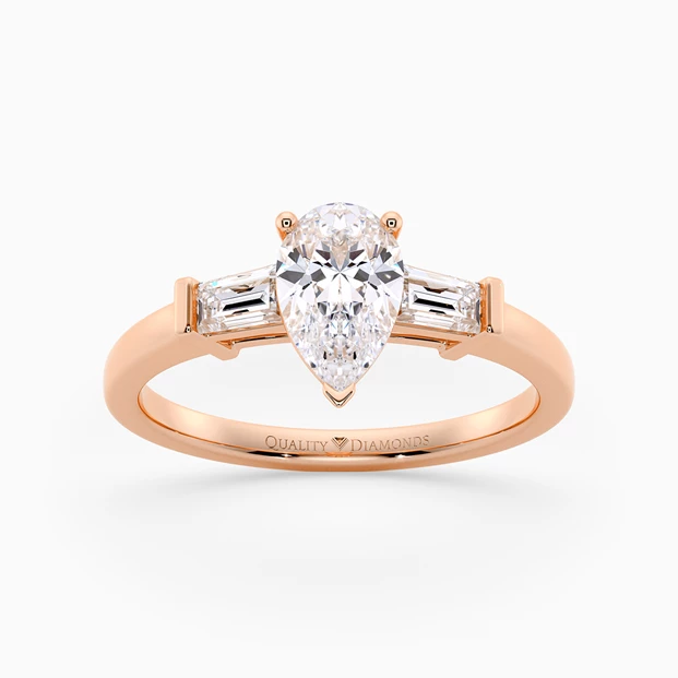 Diamond Set Pear Vida Diamond Ring in 9K Rose Gold