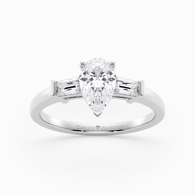 Diamond Set Pear Vida Diamond Ring in 9K White Gold