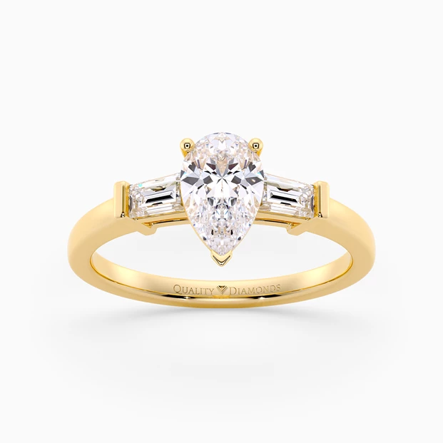 Diamond Set Pear Vida Diamond Ring in 9K Yellow Gold