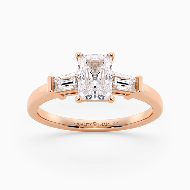 Diamond Set Radiant Vida Diamond Ring in 9K Rose Gold