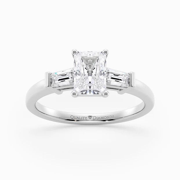 Diamond Set Radiant Vida Diamond Ring in 9K White Gold